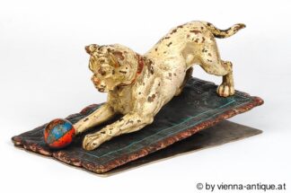 VIENNA BRONZE BRIEFHALTER HUND DOGGE MIT BALL