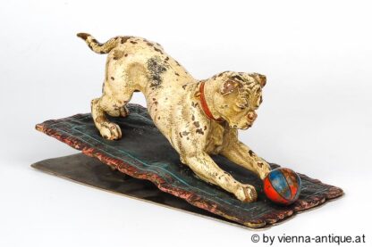 VIENNA BRONZE BRIEFHALTER HUND DOGGE MIT BALL – Bild 2