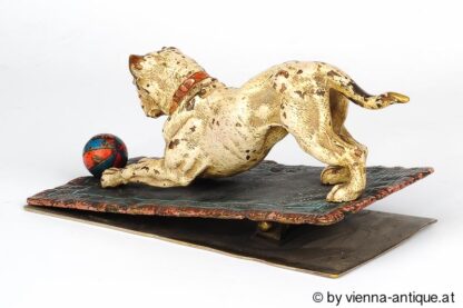 VIENNA BRONZE BRIEFHALTER HUND DOGGE MIT BALL – Bild 4