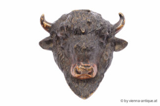 VIENNA BRONZE TINTENFASS INKWELL BISON BÜFFEL