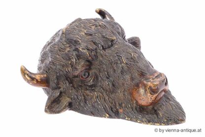 VIENNA BRONZE TINTENFASS INKWELL BISON BÜFFEL – Bild 4