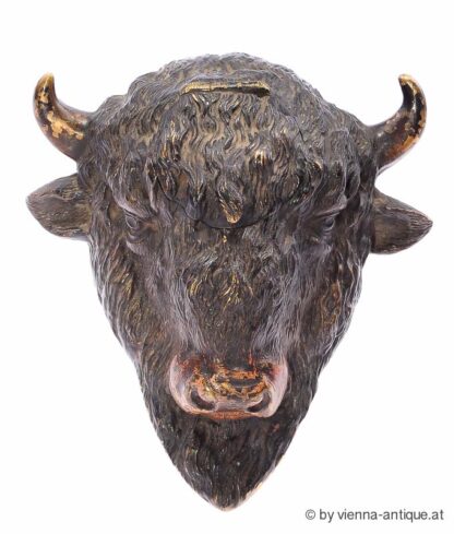 VIENNA BRONZE TINTENFASS INKWELL BISON BÜFFEL – Bild 7