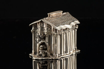 Sparkasse Money Bank Dog with House versilbert