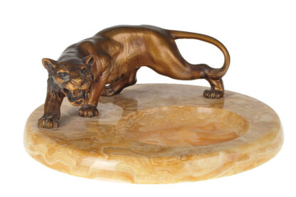 Visitenkartenschale mit Bronzefigur Tiger – Bild 2