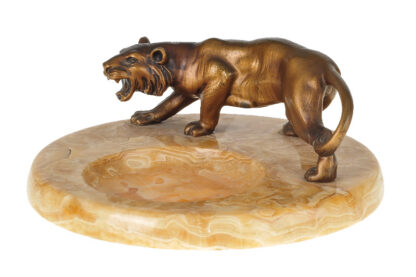 Visitenkartenschale mit Bronzefigur Tiger – Bild 3
