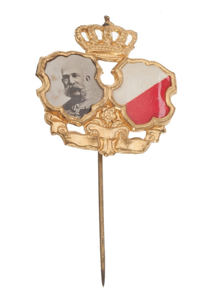 Kappenabzeichen, Patriotika Kaiser Franz Josef rot/weisses Wappenschild – Bild 2