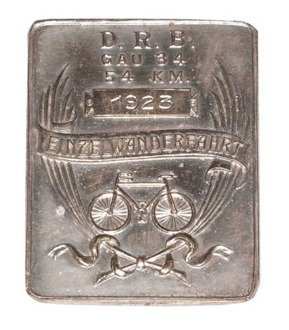 RADFAHRER Plakette D.R.B Gau 34 Einzelwanderfahrt 54Km 1923 – Bild 2
