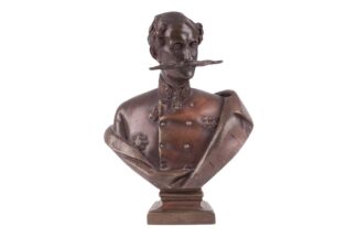 Bronzefigur Büste Felix Fürst Jablonowski signiert Högler 1852