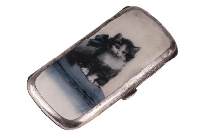 Zigarettendose Tabatiere mit Katzenmotiv ca 1920-1930