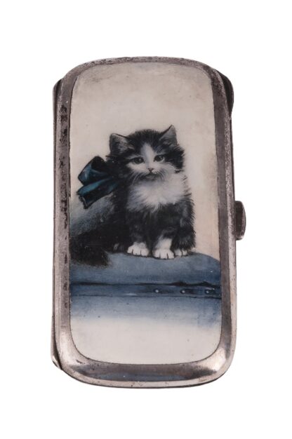 Zigarettendose Tabatiere mit Katzenmotiv ca 1920-1930 – Bild 2