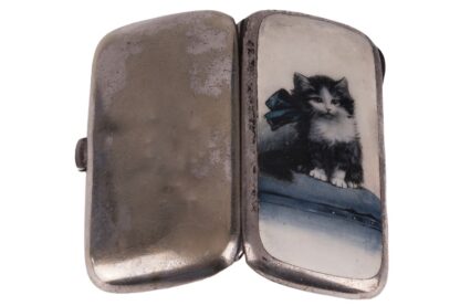 Zigarettendose Tabatiere mit Katzenmotiv ca 1920-1930 – Bild 4