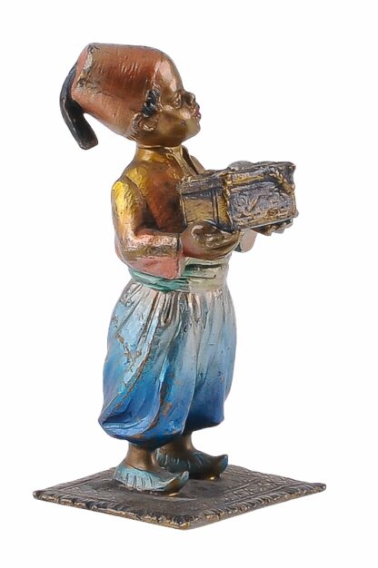 Bronze Figur Bergmann Junge orientale mit Schmuckkiste3