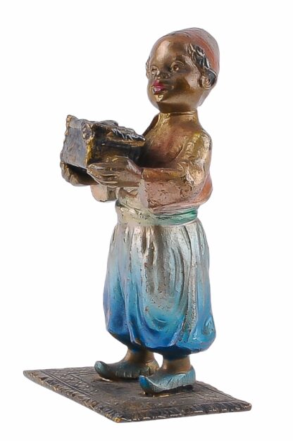 Bronze Figur Bergmann Junge orientale mit Schmuckkiste4