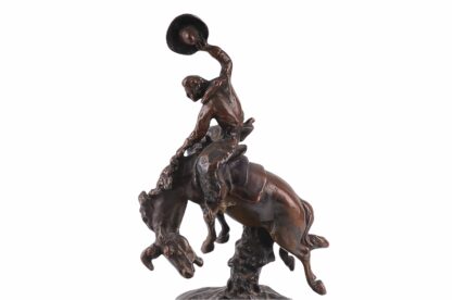 Visitkartenschale Bronzefigur mit Cowboy zu Pferd Rodeo Reiter6