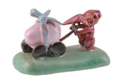 Osterhase mit Eierwagen Keramik Figur Miniatur Made in Austria2