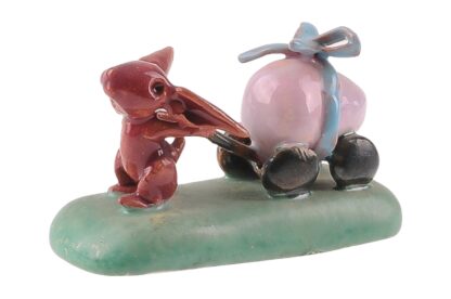 Osterhase mit Eierwagen Keramik Figur Miniatur Made in Austria3
