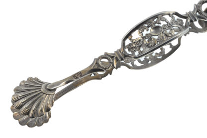 Zuckerzange Muschelzange Silber mit Wagenrad Punze