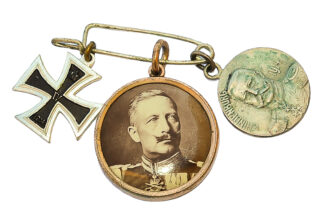 Patriotische Miniaturspange Kaiser Wilhelm + Eisernes Kreuz