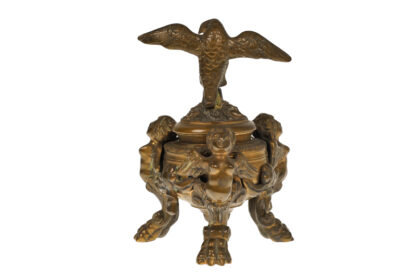 Inkwell, Bronze Tintenfass Adler mit Putty – Bild 3
