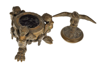Inkwell, Bronze Tintenfass Adler mit Putty – Bild 5