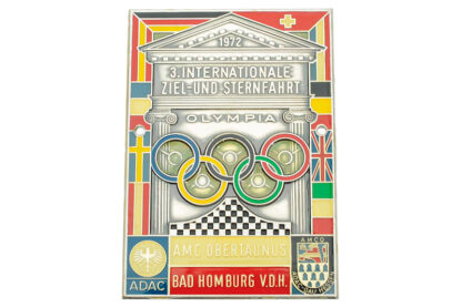 Autoplakette ADAC 1972 3. Internationale Ziel und Sternfahrt Olympia AMC Obertaunus BAD Homburg V.D.H