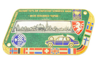 Autoplakette ADAC Zielfahrt 1975 4. Internationale ostalbkreis Stauferstadt Schwäbisch Gmünd