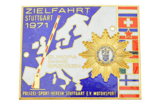 Autoplakette PSV Zielfahrt 1971 Stuttgart Polizei Sport Verein Stuttgart E.V. Motorsport