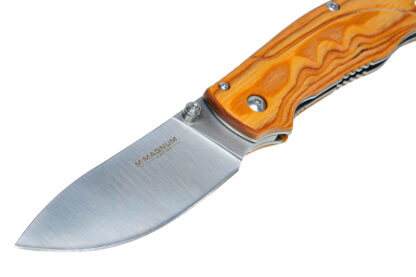 Klappmesser Magnum by Böker 440B mit Holzgriffschalen – Bild 4