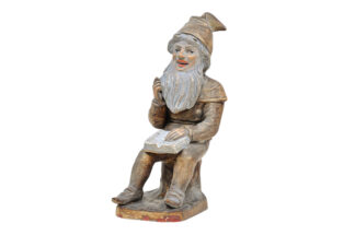 Vintage Antique Zwerg Gnom Dwarf sitzend mit Buch ca 1900
