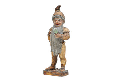 Vintage Antique Zwerg Gnom Dwarf stehend mit Trinkbecher ca 1900