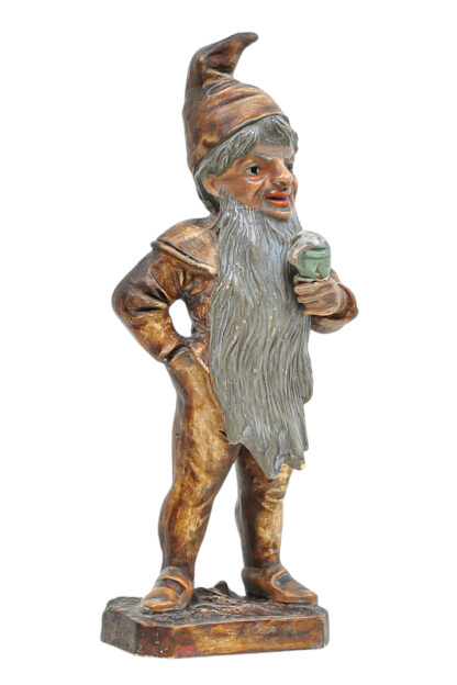 Vintage Antique Zwerg Gnom Dwarf stehend mit Trinkbecher ca 1900 – Bild 2