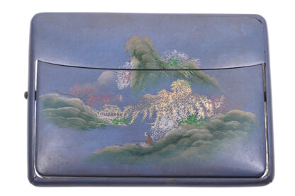 Vintage Antique Asian Wood Cigarette Case with Diorama – Bild 2