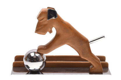 Art Deco Schreibtischgarnitur+Buchstützen Hund und Eule – Bild 5
