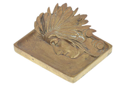 Aschenbecher Ashtray with American Indian Head Indianer Visitkartenschale – Bild 2