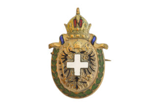 Patriotika Kappenabzeichen Kaiserkrone weisses Kreuz