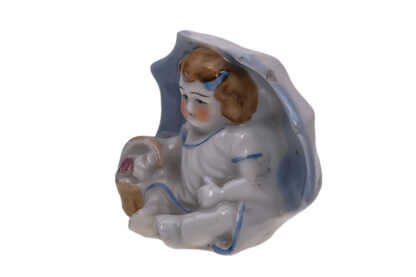 Vintage Money Bank Spardose Sparbüchse Kind mit Regenschirm Porzellan – Bild 2