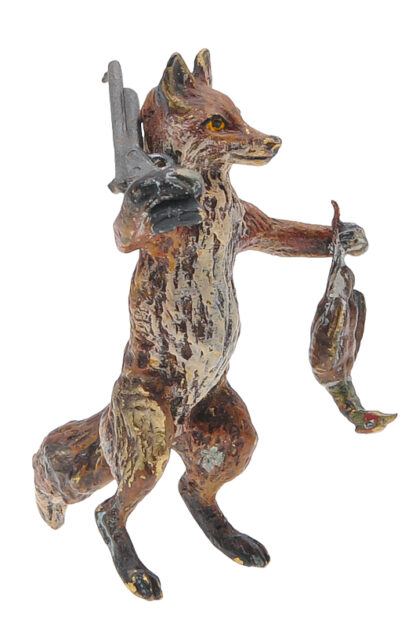 Wiener Bronze Fuchs als Jäger Firma Bergmann Wien – Bild 2