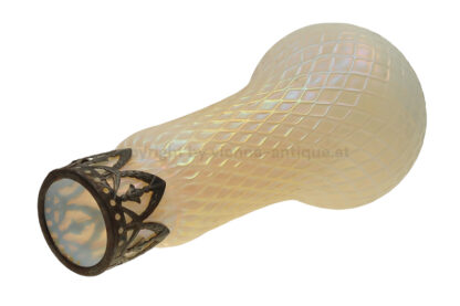 Jugendstil Art Deco Glasvase weiß mit Montierung – Bild 9