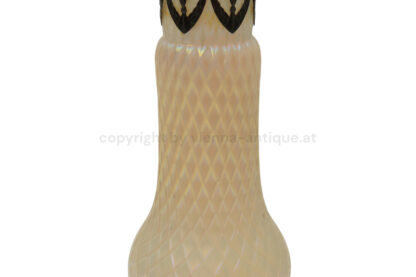 Jugendstil Art Deco Glasvase weiß mit Montierung – Bild 7