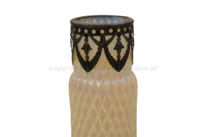 Jugendstil Art Deco Glasvase weiß mit Montierung – Bild 6
