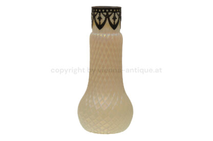 Jugendstil Art Deco Glasvase weiß mit Montierung – Bild 5