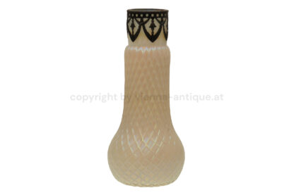 Jugendstil Art Deco Glasvase weiß mit Montierung – Bild 4