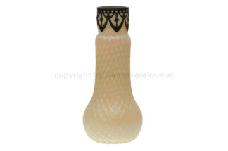 Jugendstil Art Deco Glasvase weiß mit Montierung