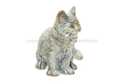 Wiener Bronzefigur sitzende Katze – Bild 2