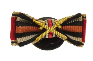 Knopflochdekoration Ordensband mit Schwerter