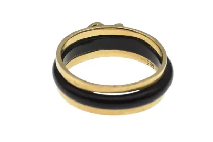 Goldring 585/14K mit schwarzem Zwischenring – Bild 3