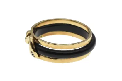 Goldring 585/14K mit schwarzem Zwischenring – Bild 2