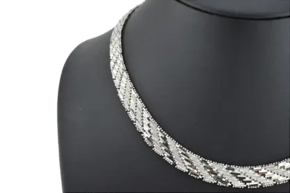 Silber Collier texturiert und glänzend ca. 41,5cm – Bild 2