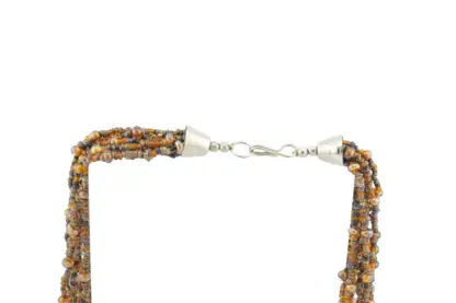 10-reihiges Perlencollier in Braun, Beige und Orange mit Hakenverschluss – Bild 2