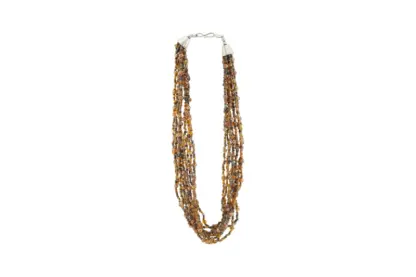 10-reihiges Perlencollier in Braun, Beige und Orange mit Hakenverschluss – Bild 4